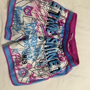 Kids Graphic Print Shorts - Blue and Pink